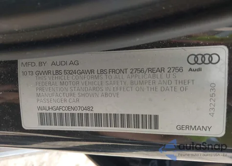 2014 Audi A6 3.0T Premium Plus z USA, uszkodzony, nr VIN WAUHGAFC0EN070482